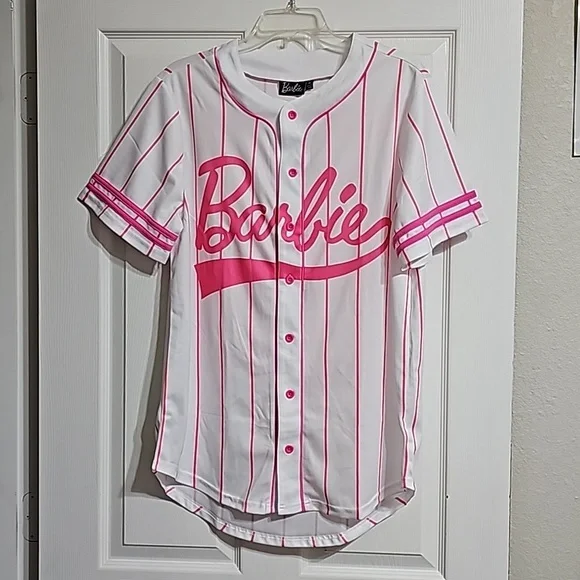 "NEW" Barbie Icon 59 Pink Pinstriped Jersey Women's - Picture 1 of 2